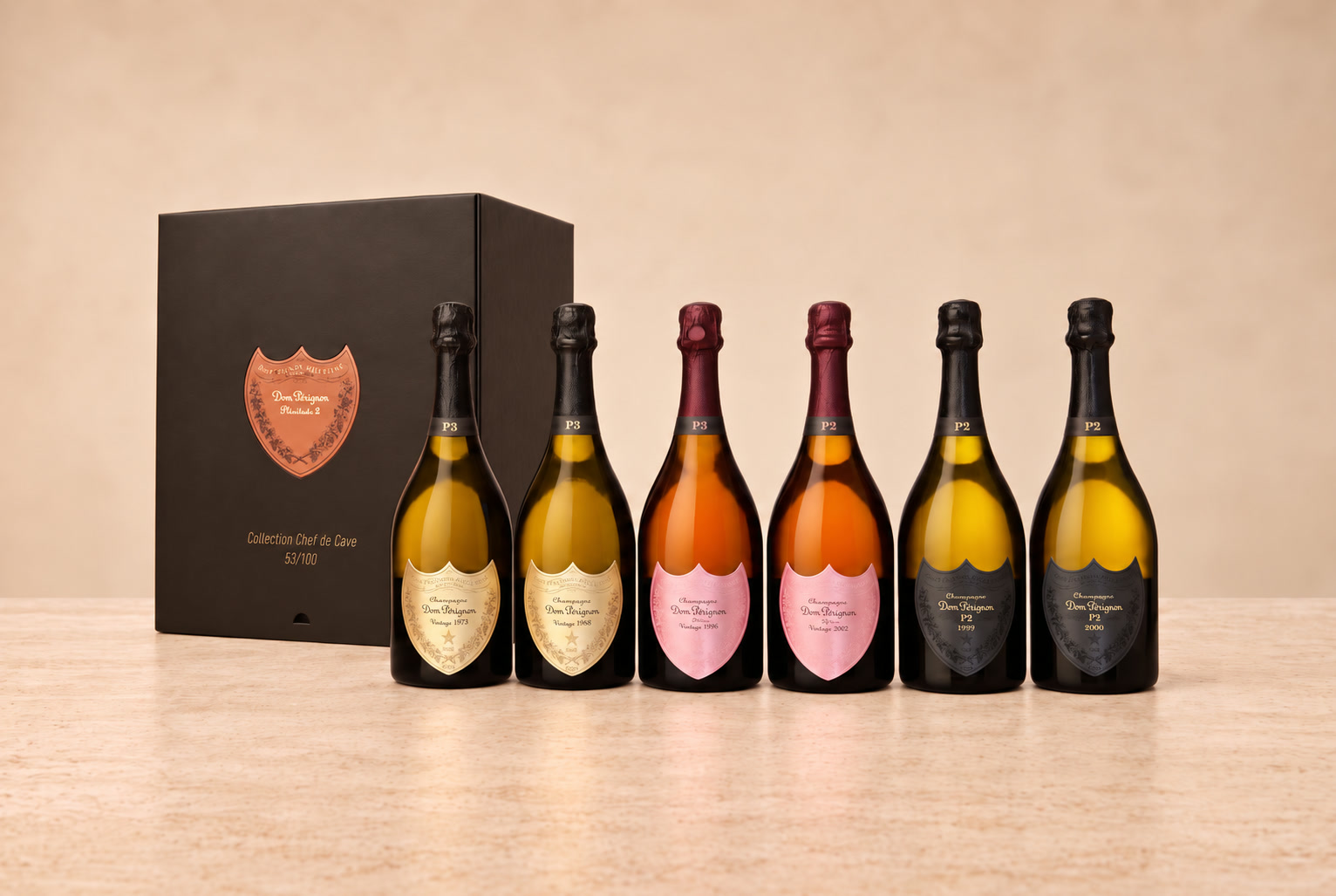 Dom Pérignon Release 2021 – Chef de Cave, assortiment P2 & P3, coffret et six bouteilles